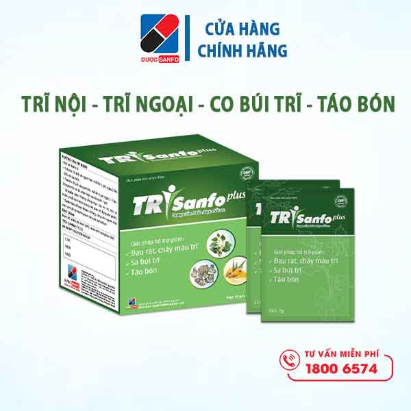 TriSanfo Plus - Dành cho người bị trĩ, táo bón, sa búi trĩ, chảy máu trĩ - Hộp 15 gói x 5g