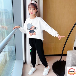 Set bộ quần áo thu đông cho bé gái 4-14 tuổi mẫu GẤU Mũ. Thiết kế cá tính, đường may kỹ.MA99