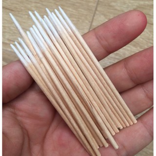 Tăm Bông Cán Gỗ Bôi Kem, Nối Mi, Đính Đá Răng (100 que/túi)