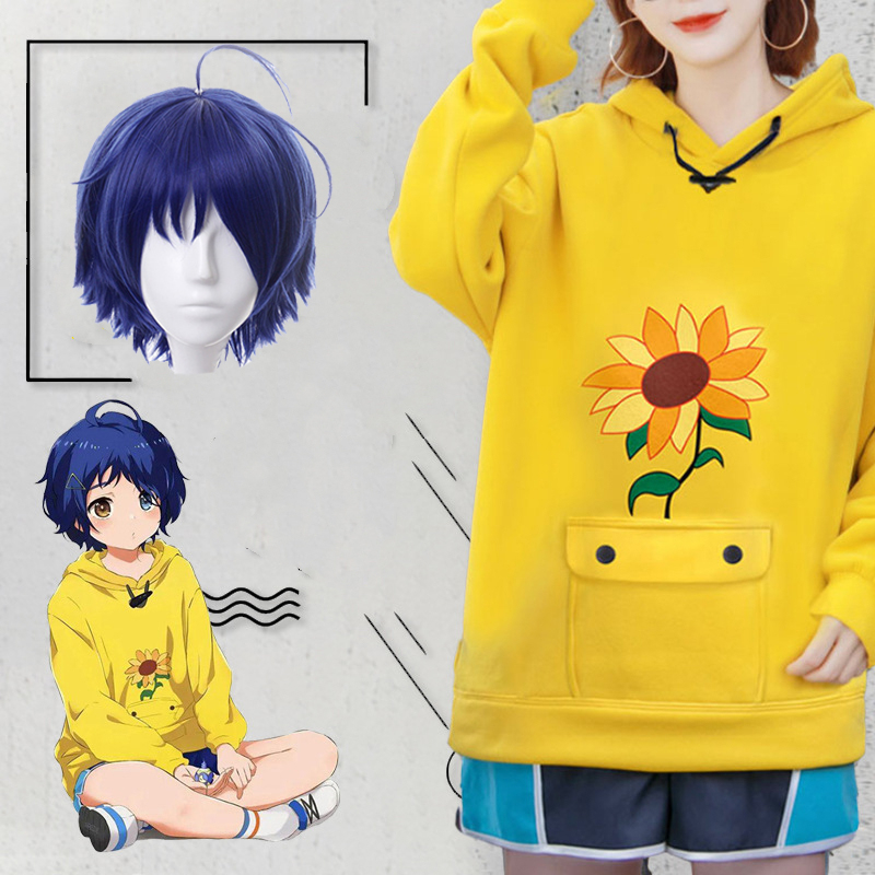 Women's Hooded Sweatshirt Yellow Cute Japanese Anime Clothes Set