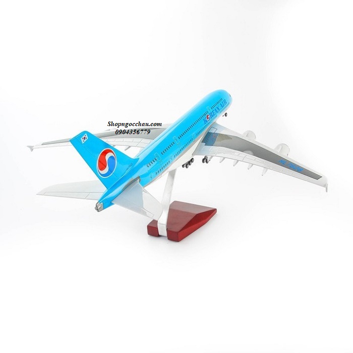 Mô hình máy bay tĩnh A380 Korean Air 47cm có bánh xe và đèn led