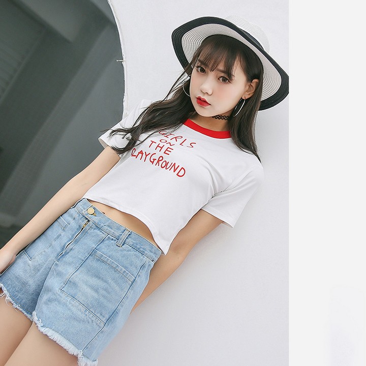 [Mã WASTUP giảm 10% tối đa 30K đơn 99K] [Sale Mid Year Áo croptop form rộng tay ngắn cổ tròn Girl On, chất thun cotton | BigBuy360 - bigbuy360.vn