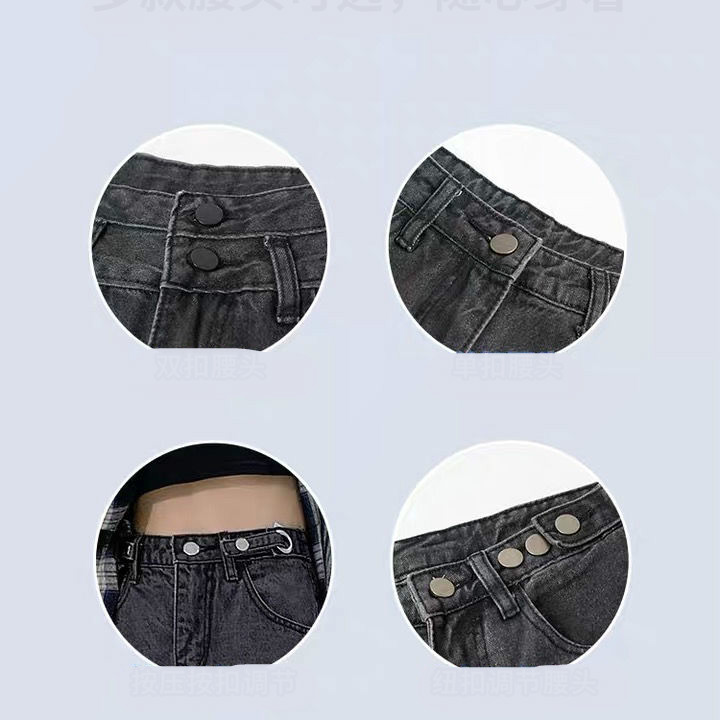 Quần jeans nữ eo cao ống rộng thời trang năng động trẻ trung