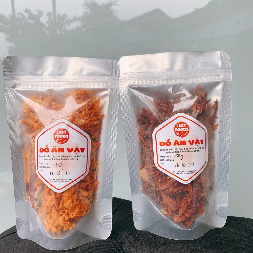 100g khô gà lá chanh, khô heo cháy tỏi túi zip tiện lơi, đồ ăn vặt LASTFOODS Hà Nội ngon giá rẻ