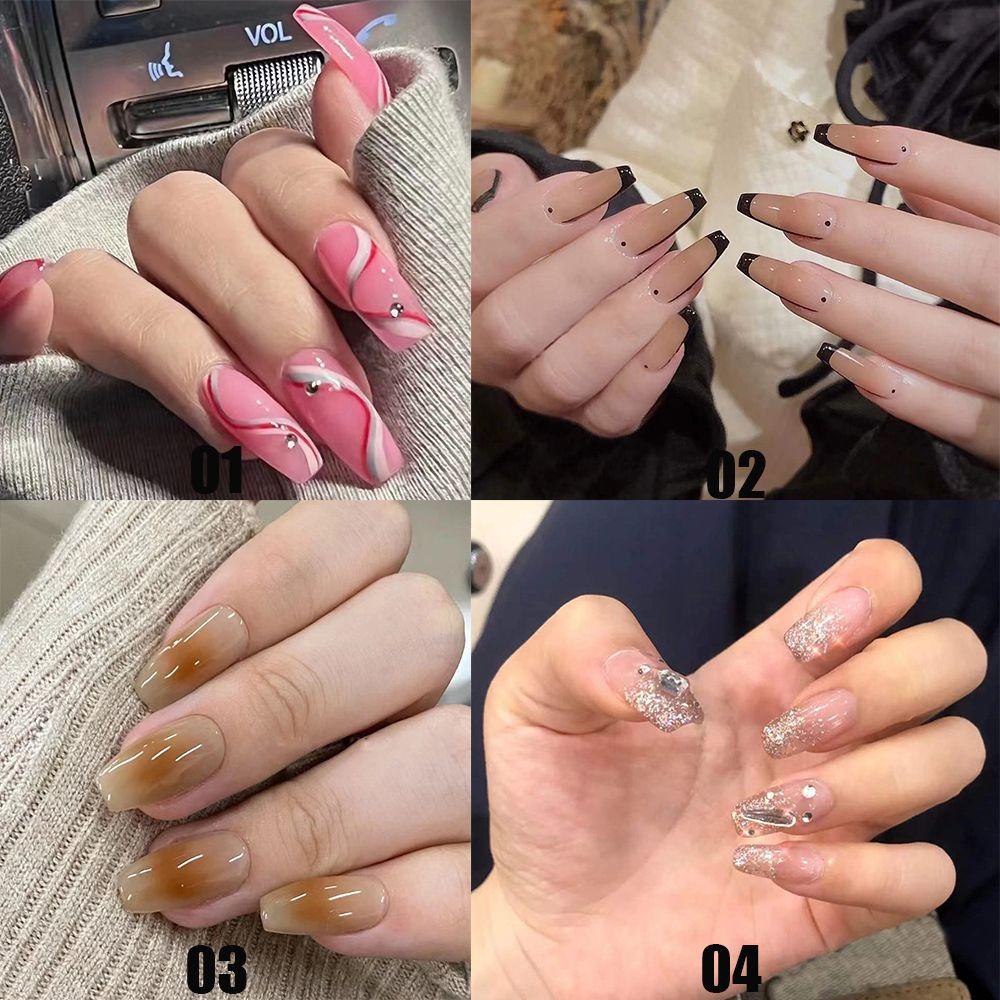 MIHAN1 Hộp 24 Móng Tay Giả Trang Trí Nghệ Thuật