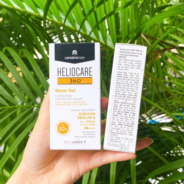 [HÀNG CÔNG TY] Kem Chống Nắng Phổ Rộng Cho Da Hỗn Hợp, Da Dầu &amp; Da Dễ Nổi Mụn Heliocare 360° Water Gel SPF 50