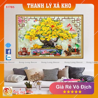 Tranh dán tường 3d Hoa Mai - 517BS -Tranh 3D Bon Sai - Giấy dán tường 3d - Song Long Decor