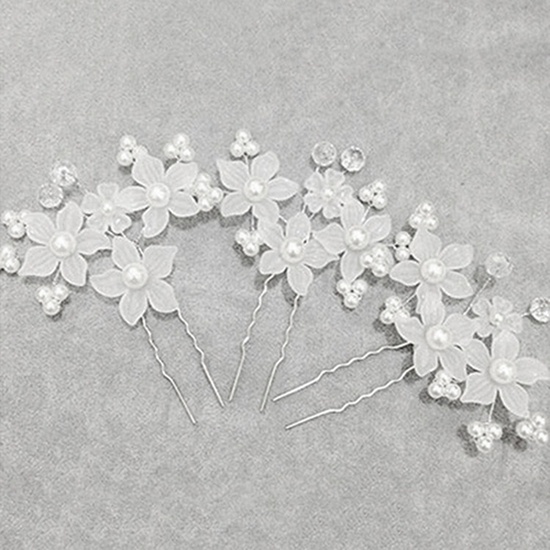 1 Trâm Cài Tóc Hình Hoa Đính Ngọc Trai Giả Màu Trắng Cho Cô Dâu