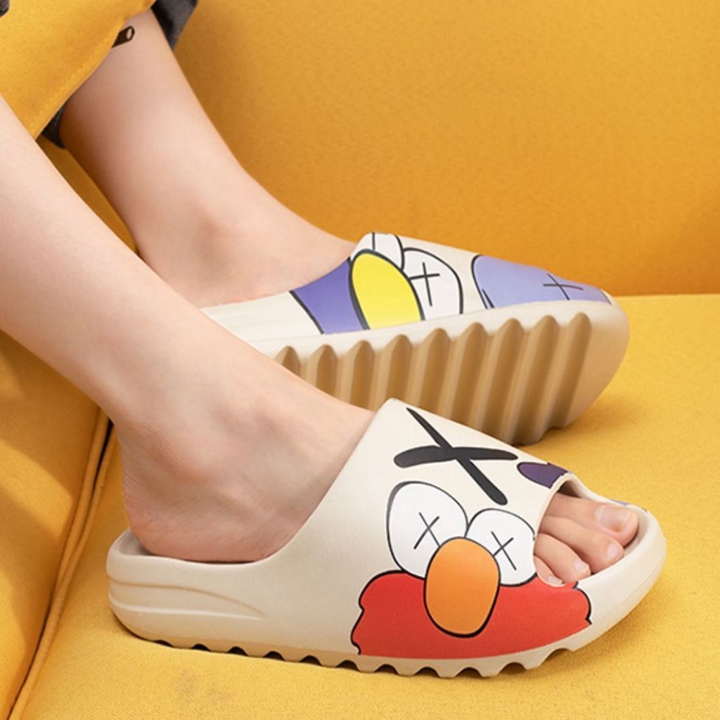 Dép Quai Ngang EVA In Họa Tiết Graffiti Phong Cách Thể Thao Thời Trang Đi Biển Cho Cặp Đôi