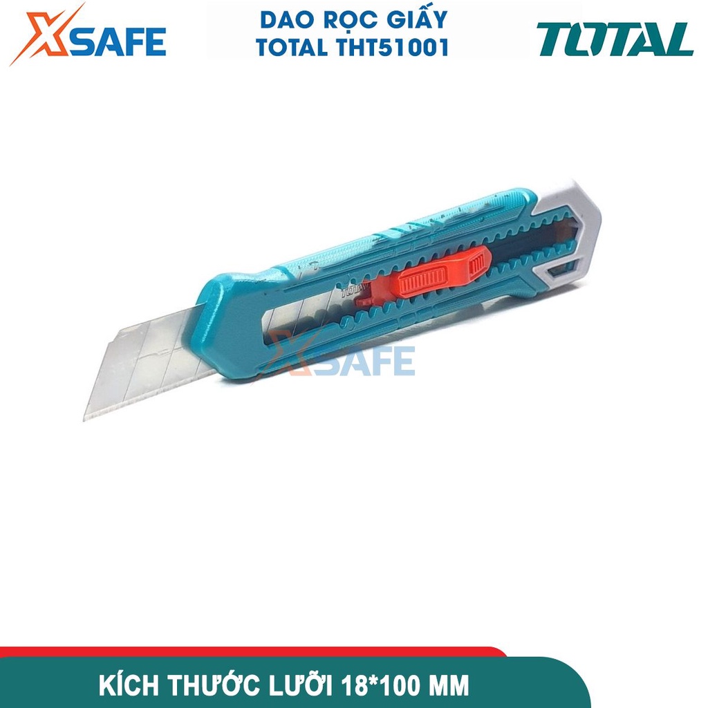 Dao rọc giấy TOTAL THT51001 kích thước lưỡi 18x100mm, dài 152mm, nút ấn dẹp, có thể thay thế lưỡi dao - CHÍNH HÃNG