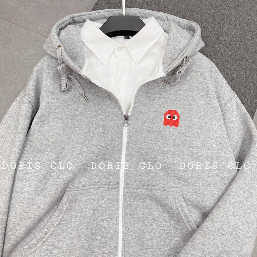 ÁO KHOÁC NỈ TAY BỒNG LOGO ĐỎ CHẤT NỈ NGOẠI MŨ 2 LỚP CHẤT NỈ COTTONG CAO CẤP