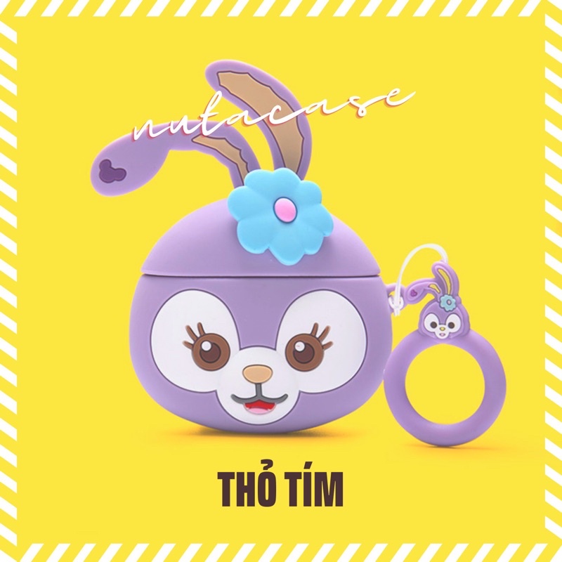 Vỏ bảo vệ tai nghe bluetooth Airpods bằng Sillicone dẻo, ốp Case cute, Airpods 2/pro NUTA CASE - THỎ TÍM