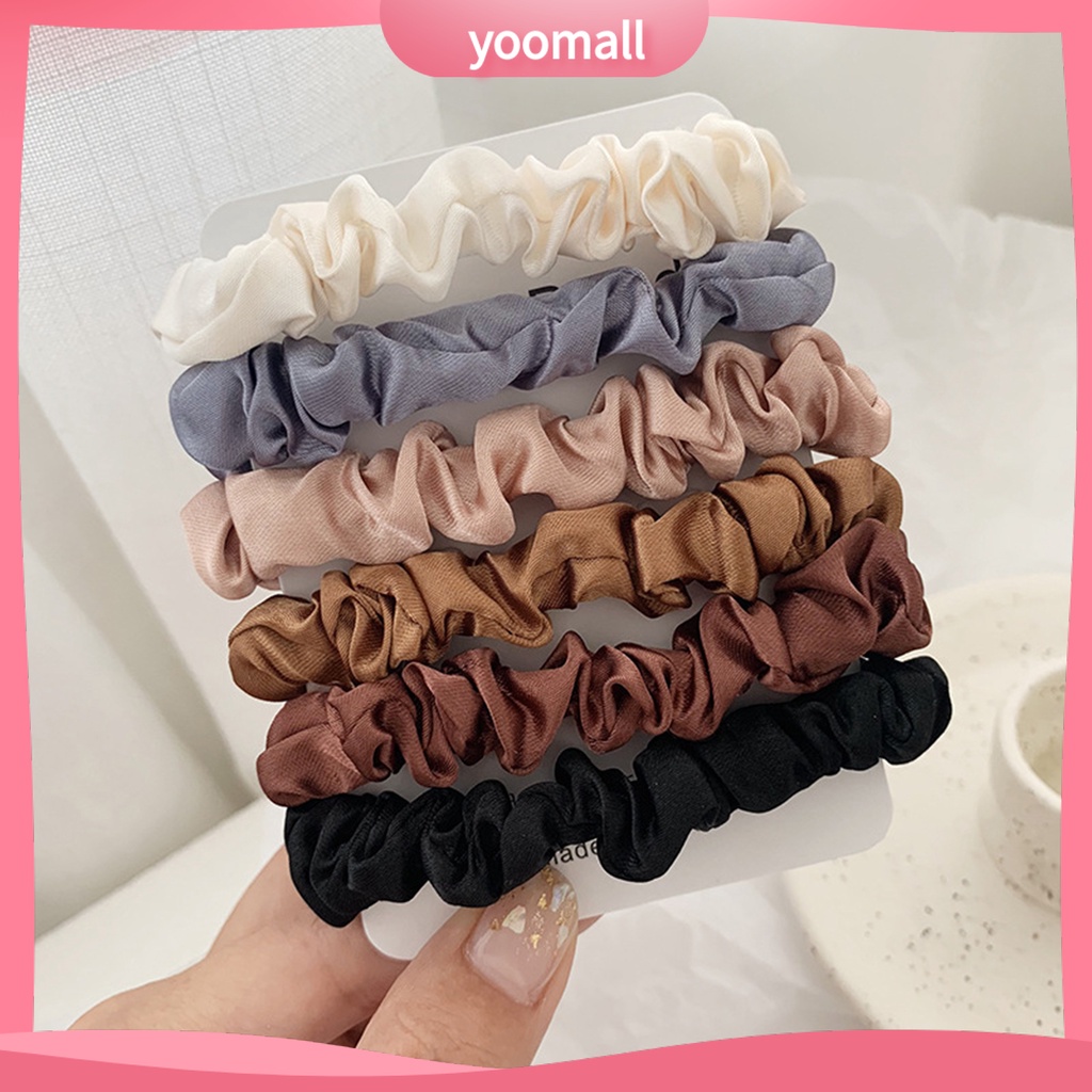 Bộ 6 Dây Cột Tóc Co Giãn Thiết Kế Đơn Giản Dễ Phối Đồ Thời Trang Cho Nữ