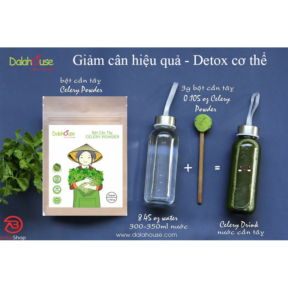 [Mã GROSALE2703 giảm 8% đơn 250K] Giảm cân detox cơ thể từ bột cần tây sấy lạnh 50gr Dalahouse | BigBuy360 - bigbuy360.vn