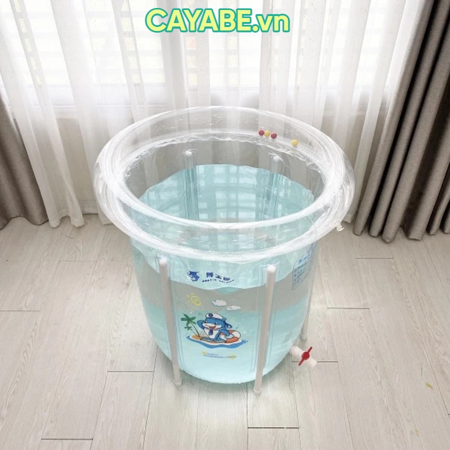 Bể bơi cho bé sơ sinh Doctor Dolphin size lớn 80x80 cm thành cao  đặt trong nhà và có thể gấp gọn