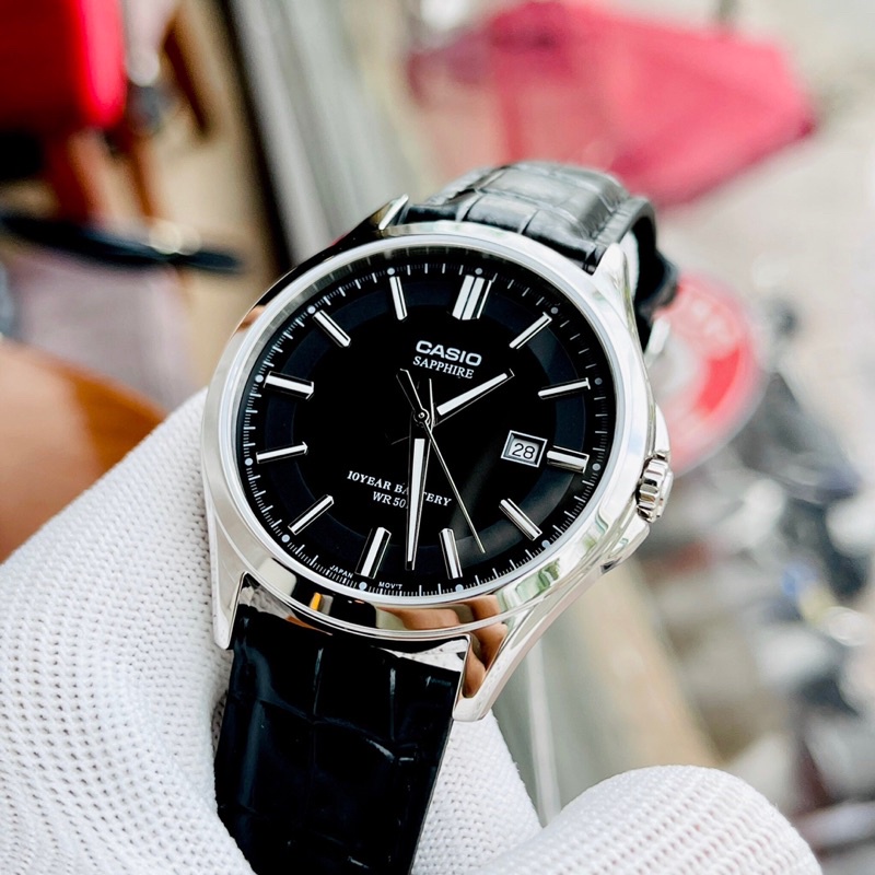 Đồng hồ kim nam dây da Casio MTS 100L 1A