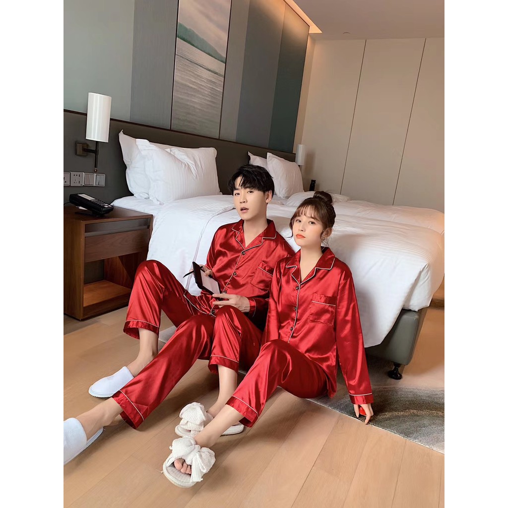 Bộ đồ ngủ bằng lụa satin quyến rũ dành cho nữ đồ mặc nhà cao cấp pyjamas pijama nam | BigBuy360 - bigbuy360.vn