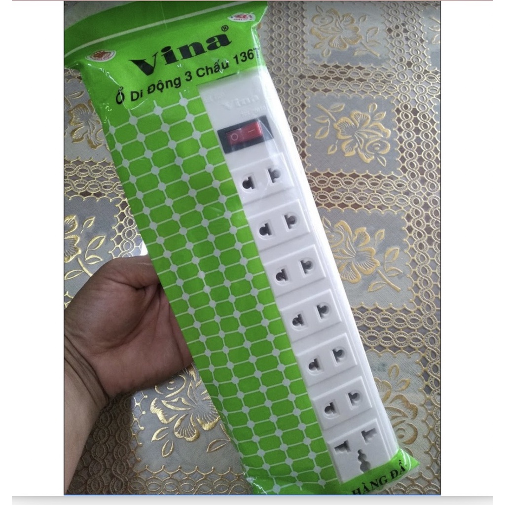 Ổ cắm di động 3 chấu vina 1 CÔNG TẮC 136,2 CÔNG TẮC  236 dây 3m,5m- Màu trắng+đen