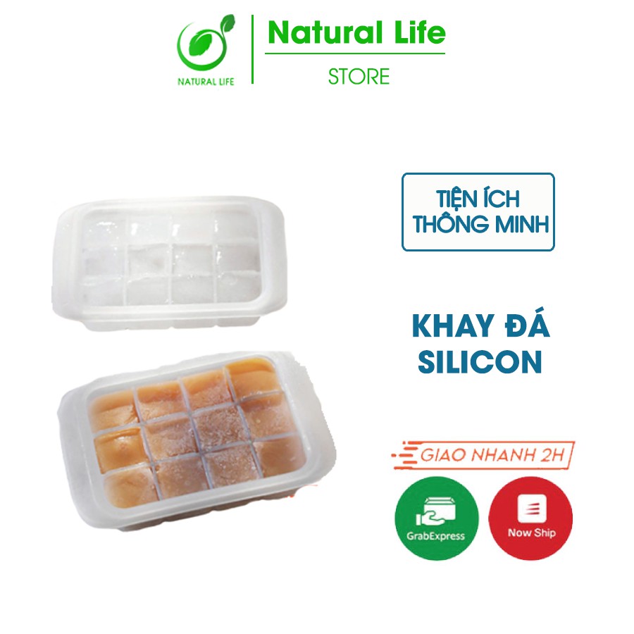 Khay Đựng Đá Silicon Có Nắp Đậy, Khay Làm Đá Kháng Mùi Tủ Lạnh 12 Ngăn