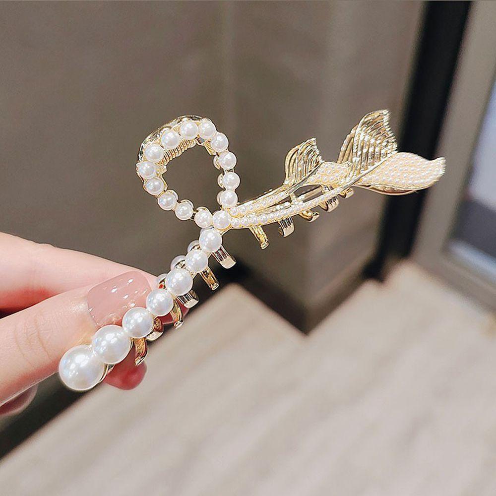 Kẹp Tóc Màu Ngà Hình Đuôi Cá Mập Cỡ Lớn Hợp Thời Trang Cho Nữ