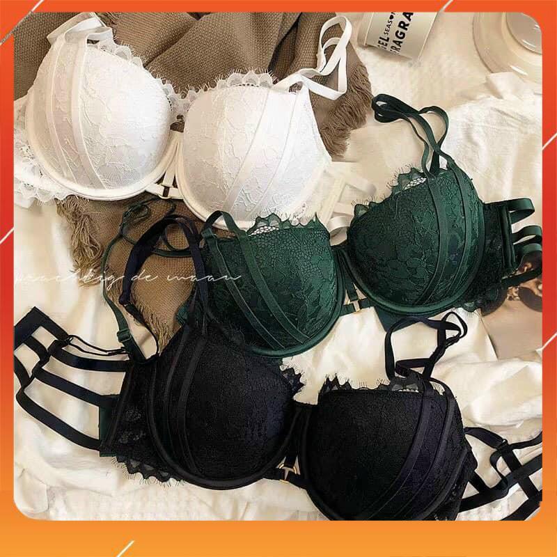 [3 màu] Set bộ đồ lót nữ Pinkkk cao cấp áo có gọng cup ngang có đệm mút quai 3 dây mảnh B19790