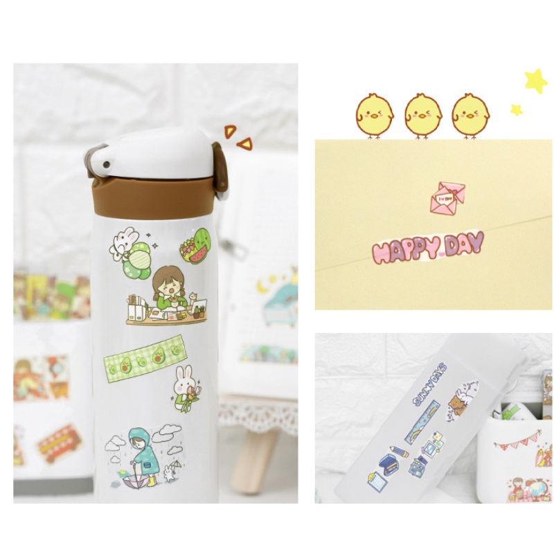 Set 1 Gói (4 Tờ Miếng Dán Hoạt Hình Nhiều Màu Sắc Trang Trí DIY Sáng Tạo