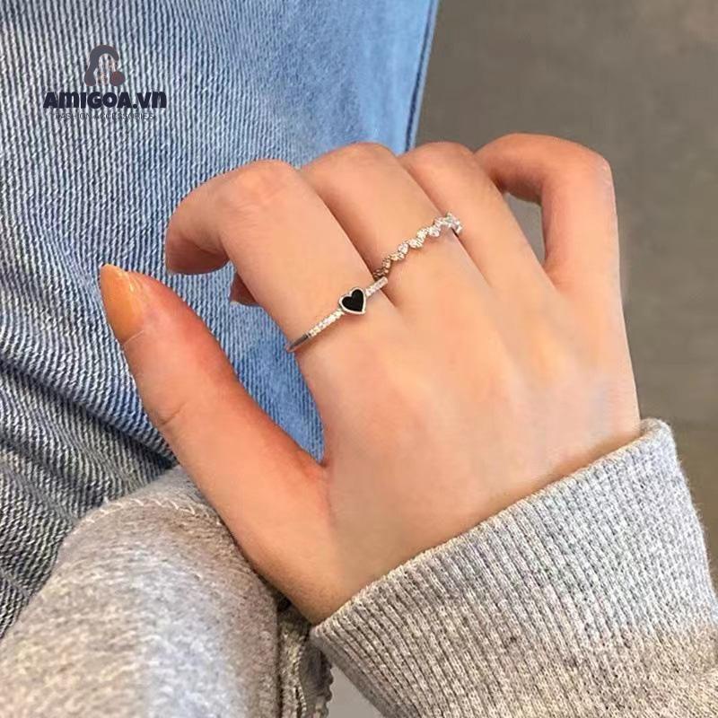 ✨✨Nhẫn đeo tay màu đen phong cách Hàn Quốc thời trang cho nữ