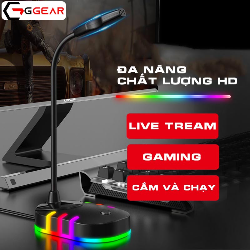 Micro thu âm Ggear MNS5 led rgb chống ồn lọc nhiễu âm thanh chân thực livestream học online đàm thoại trực tuyến gaming