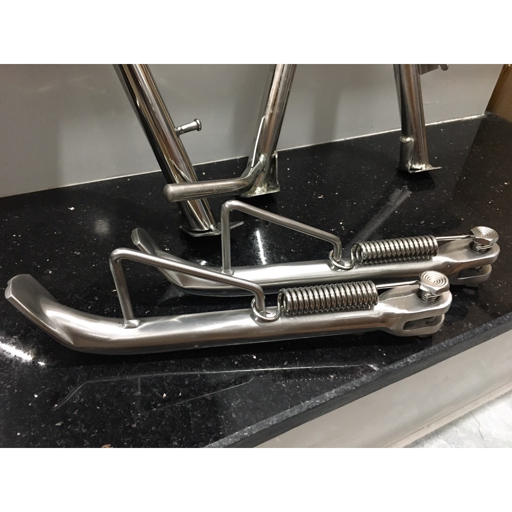 Combo chân chống inox giữa và nghiêng gắn mọi dòng xe