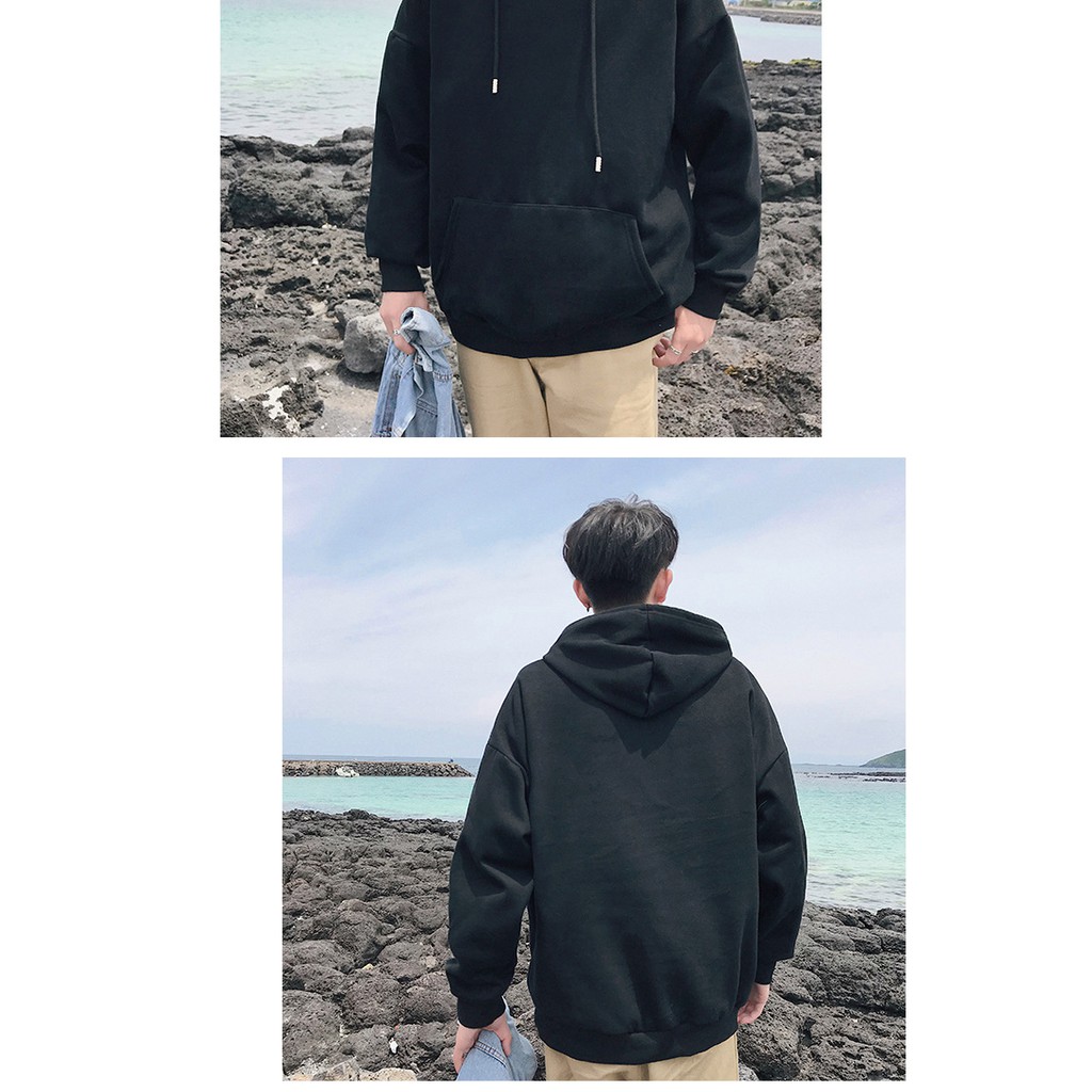 ÁO NỈ HOODIE NAM NỮ ĐÔI / CẶP TRƠN ĐEN ĐẸP | BigBuy360 - bigbuy360.vn