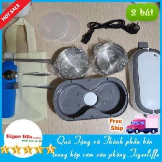 Hộp Cơm Cắm Điện MINISTYLE Tặng Kèm Bộ Đũa🎀Cắm Điện 3 Tầng, 4 Bát Inox, Giữ Nhiệt, Hâm Nóng Và Nấu Chín Thức Ăn | BigBuy360 - bigbuy360.vn