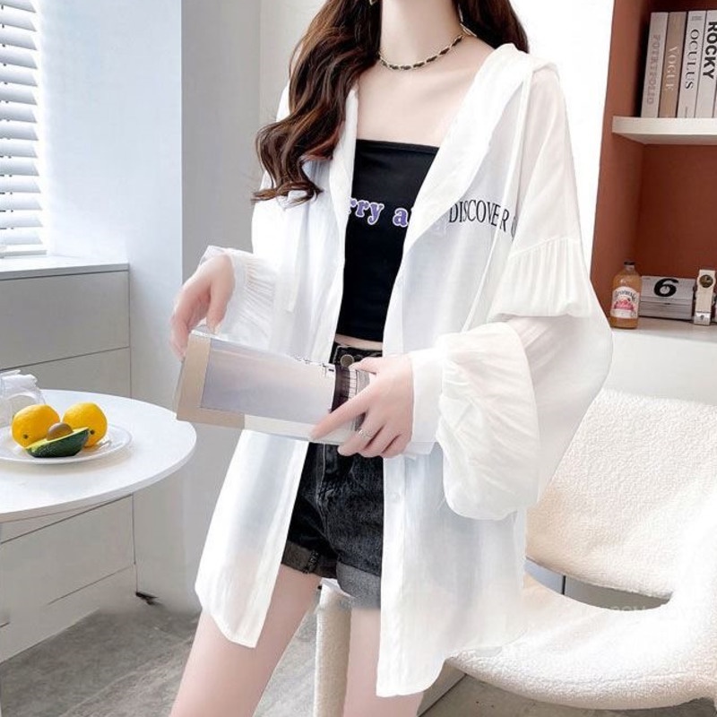 Áo Khoác Dài Tay In Hình Phong Cách Hàn Quốc 185245 Áo Hoodie Chống Nắng Dáng Rộng Vải Lụa Mát Mỏng Thời Trang Cao Cấp