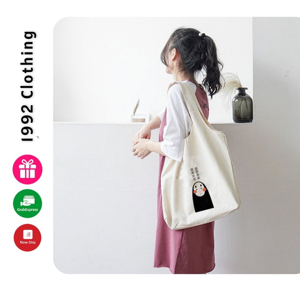 Túi tote vải Canvas đeo vai phong cách Ulzzang, vải bố form Unisex Vintage - TT09