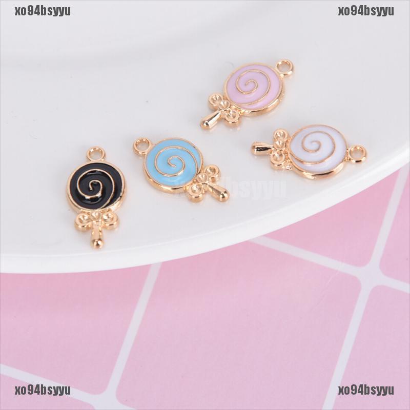 Set 10 Mặt Dây Chuyền Kẹo Mút Tráng Men Bằng Hợp Kim DIY Xo94Bsyu