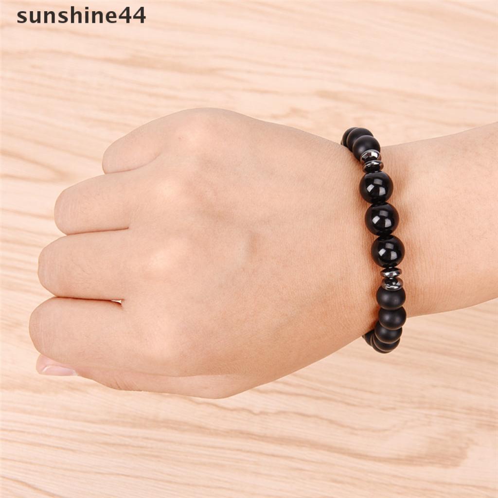 Vòng Đeo Tay Chuỗi Hạt Đá Tourmaline Màu Đen Thời Trang Sunshine44 Cho Nam