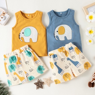 Bộ quần áo sát nách LUCKYCANDY vải cotton in hoạt hình đáng yêu thời trang mùa hè dành cho bé 0-24 tháng tuổi