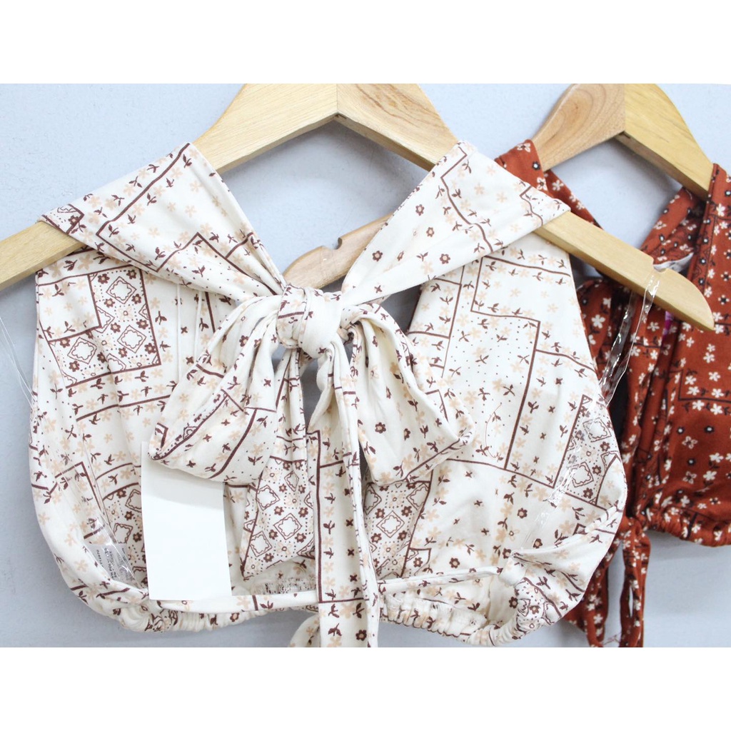 Q9045 - Áo bra Active USA cột nơ, in hoa văn