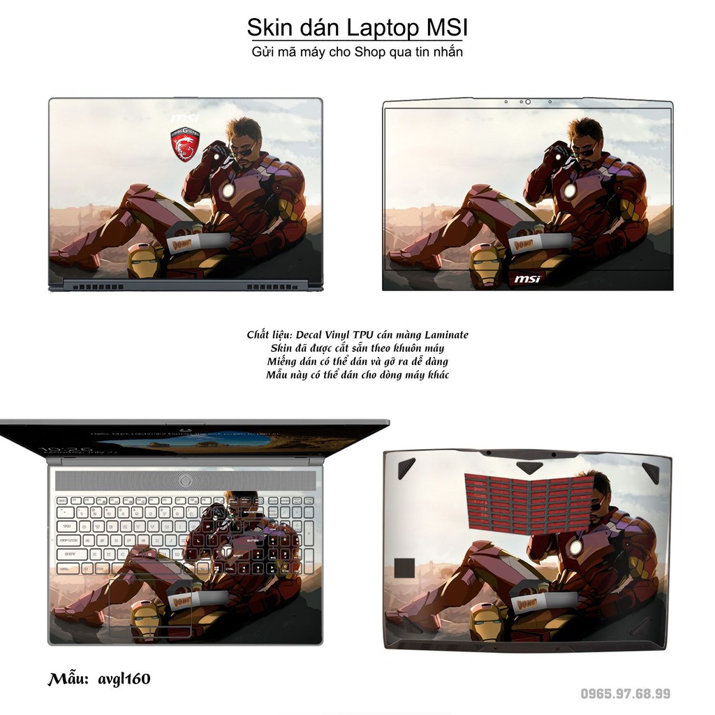 Skin dán Laptop MSI in hình Avenger nhiều mẫu 4 (inbox mã máy cho Shop)