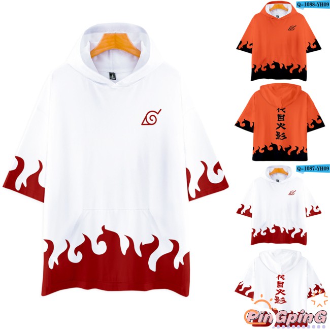 Áo Hoodie Ngắn Tay In Họa Tiết Naruto 3d Cá Tính