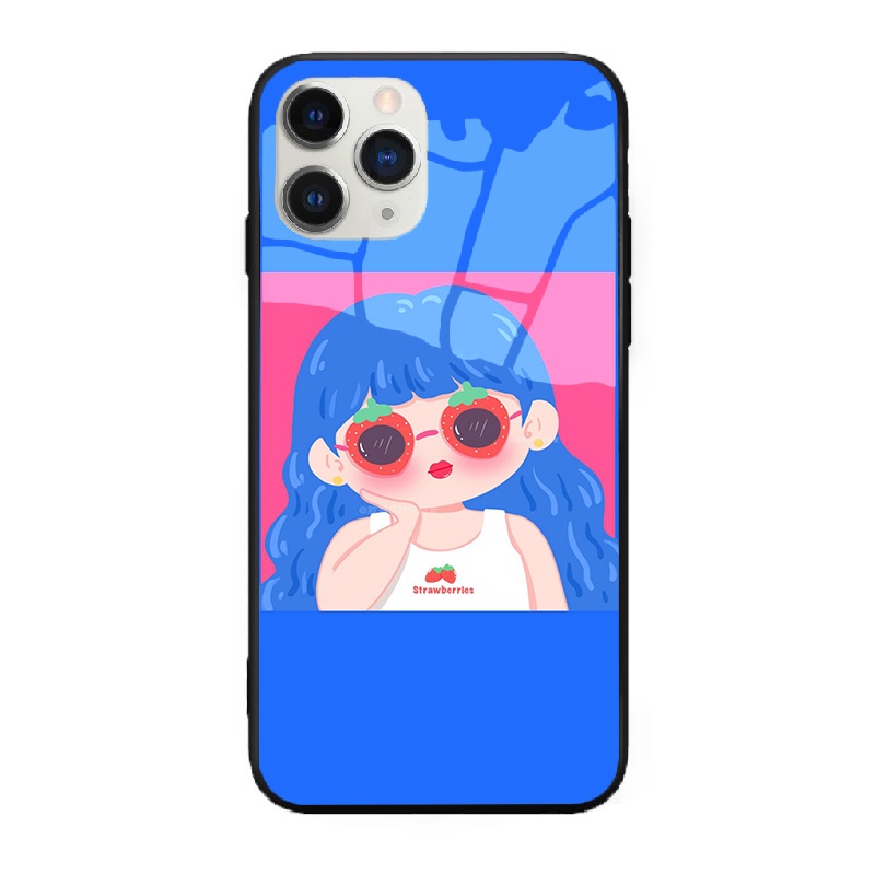 Ốp IPHONE lưng kính Cặp đôi Tóc hồng, Tóc xanh ốp lưng iphone 6s 6plus 7 plus 8 x xr xsmax 11 12 13 pro promax