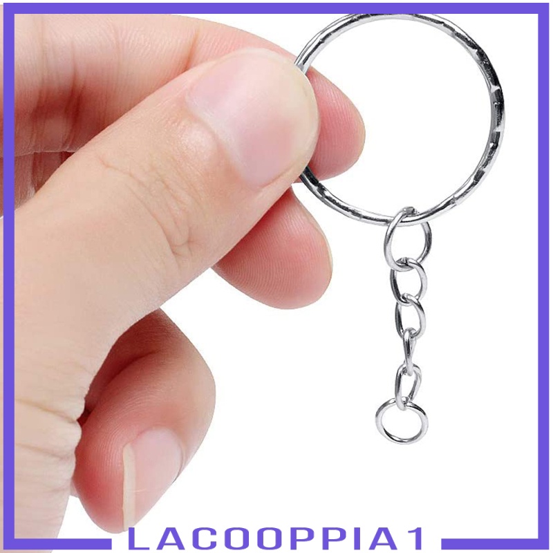 [LACOOPPIA1]100x Keyring Blanks Key Rings with Chain Opens Jump Rings