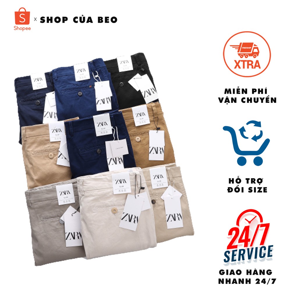 Quần kaki NAM [ZARA] chất vải siêu chất [BAO ĐỔI TRẢ] xem hàng thoải mái, màu độc lạ [FREESHIP]