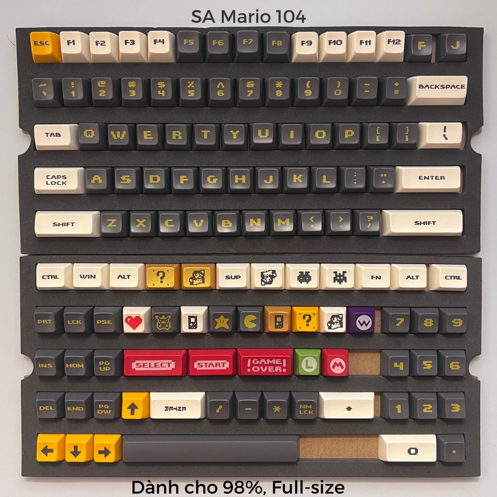 Bộ keycap Mario SA profile tráng men siêu bền đẹp nút bàn phím cơ - Kicap