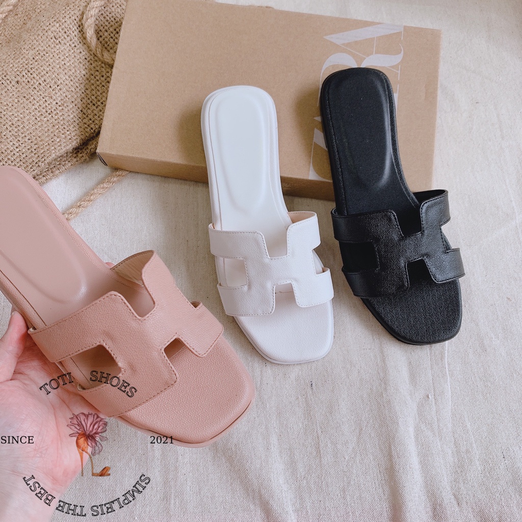 DÉP NỮ TOTIIE STORE - DÉP LÊ MŨI VUÔNG CHỮ H - DÉP THỜI TRANG ĐẾ BỆT - LÊ NỮ QUAI NGANG ĐẾ XỊN - D1906600