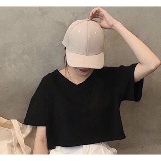 Áo thun croptop cổ tim đủ màu siêu dễ thương