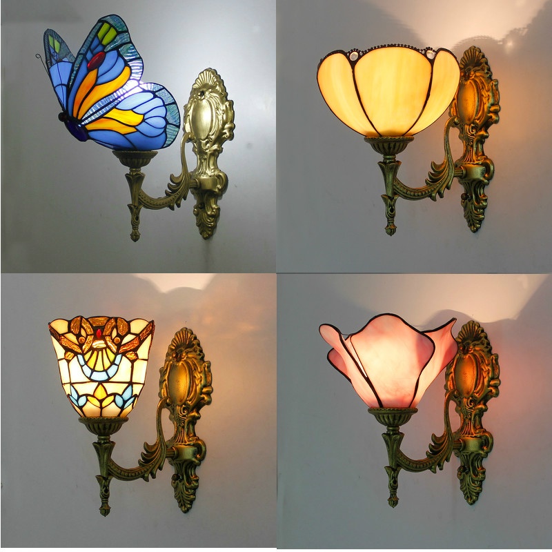 Đèn LED E27 Gắn Tường Hình Bướm Thủy Tinh Trang Trí Phòng Ngủ Phong Cách Châu Âu