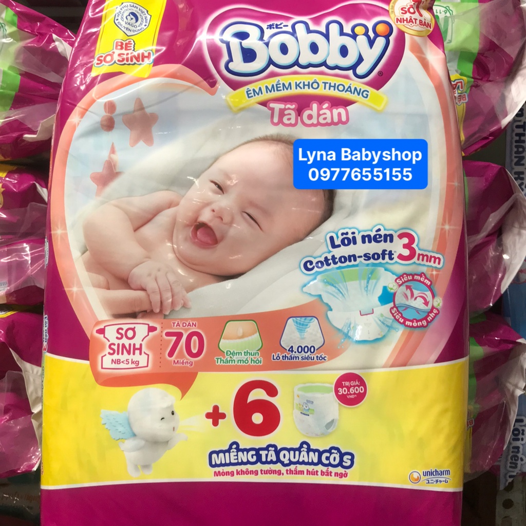 (Mẫu mới) Tã dán sơ sinh Bobby XS70