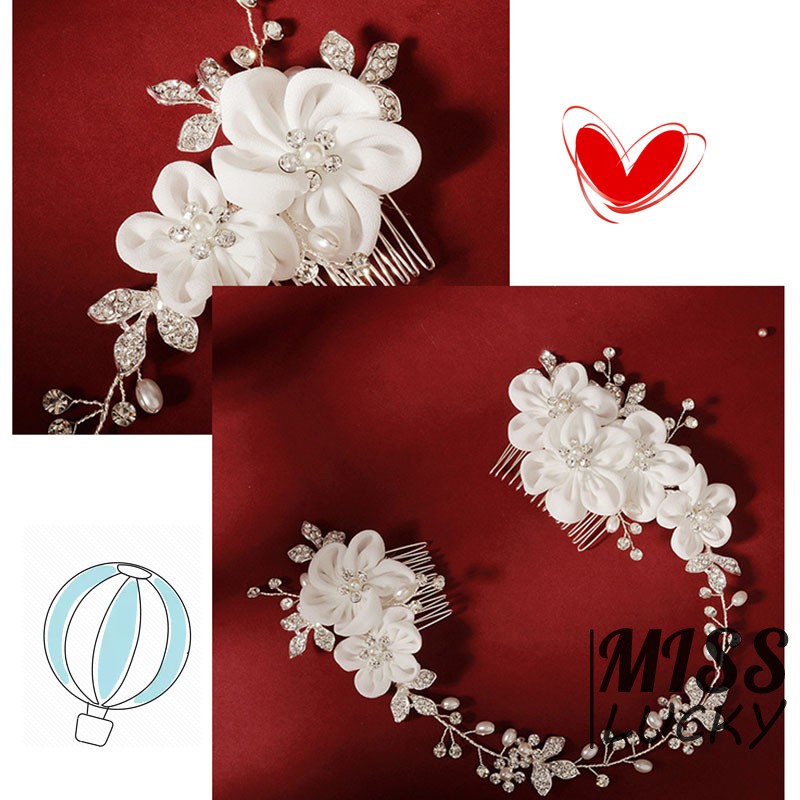 Lược Cài Tóc Hoa Đính Ngọc Trai Sang Trọng Cho Cô Dâu