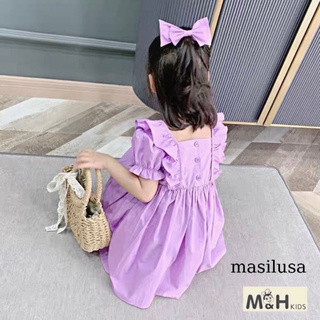 váy thô cotton bé gái kèm cột tóc