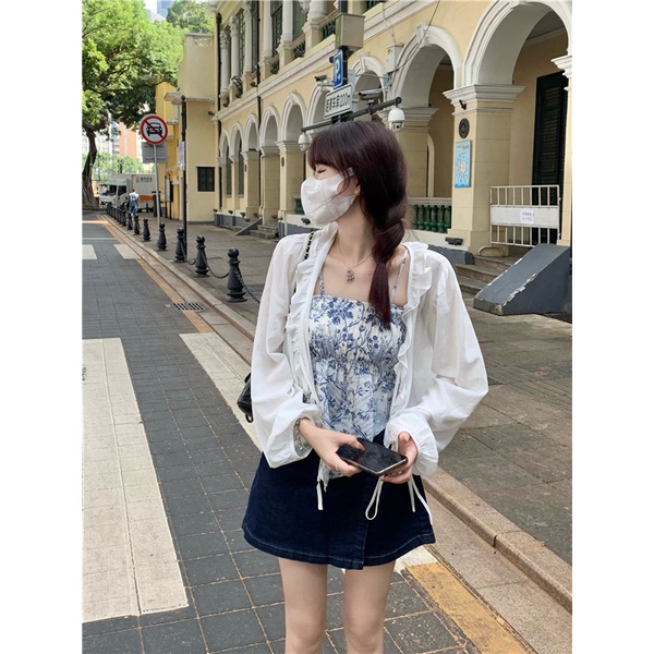 Porozi  Áo Sơ Mi Trắng Tay Dài Chống Nắng Phong Cách Hàn Quốc